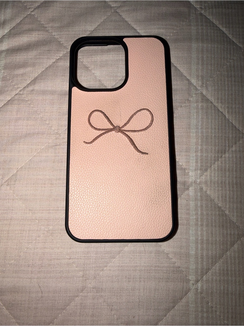Pink Bow Leather-Texture IPhone 15 Pro Max Case - Slim Protective Cover